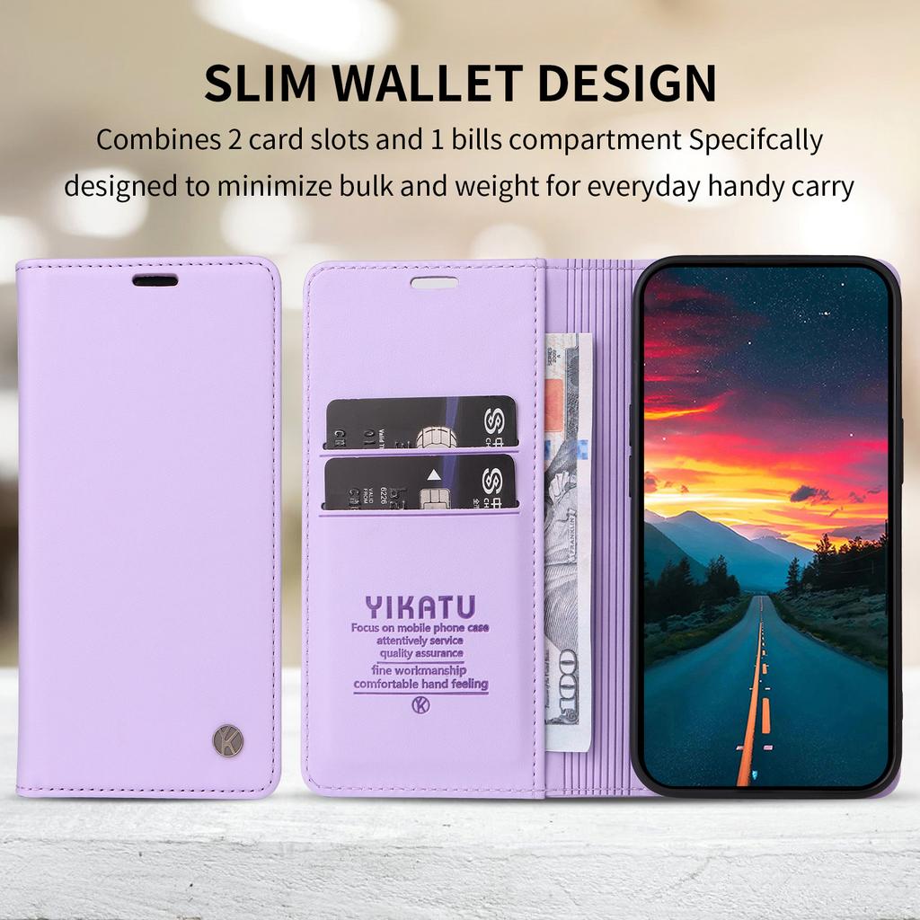 For Vivo V50 5G Phone Cases YIKATU Magnetic Closure PU Leather Mobile Cover  -  Light Purple