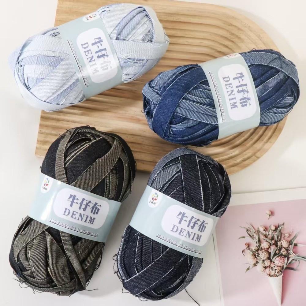 Durable 200g/Roll Denim Yarn Blue Color Durable Material Crochet Thread Soft Texture Washed Finish Weaving Cord For Handbags
