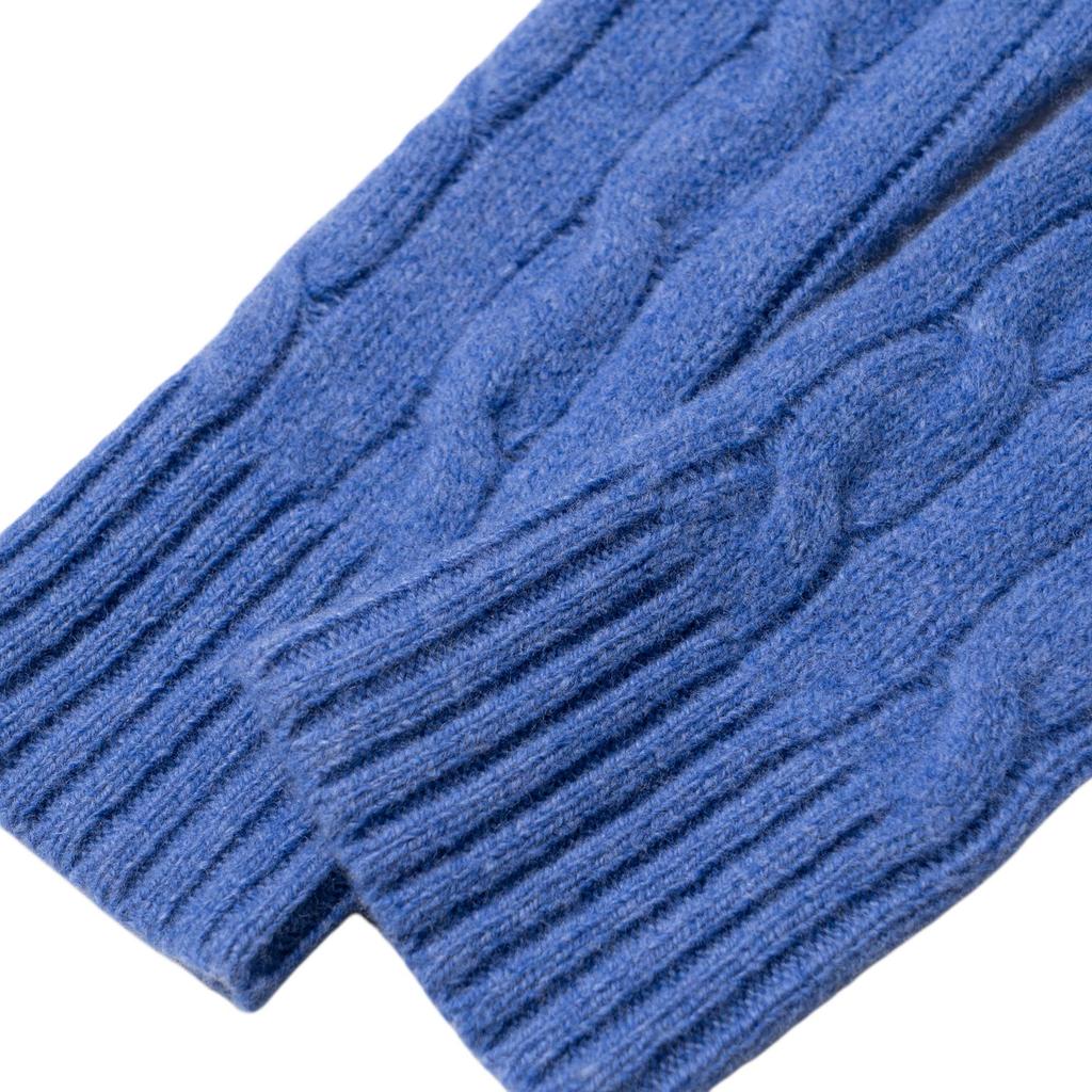Polo Ralph Lauren Solid Color Small Pony Embroidered Cable Knit Round Neck Slim Fit Long Sleeve Sweater Women Sweater Blue WMPOSWENC021034-400