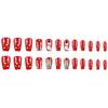 White Tips Press On Nails Christmas Theme Fake Nails with Snowman Pattern for Stage Performance Wear