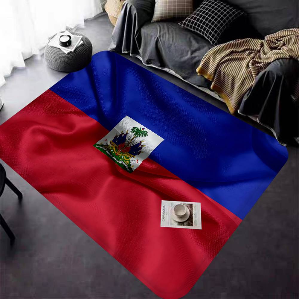 Vintage Haiti Haitian Flag Hallway Carpet Non-Slip Laundry Room Mat Laundry Decor Balcony Child Living Room Toilet Rug