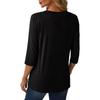Women's Casual Loose Fit V Neck Pullover Top Three Quarter Sleeve Lightweight Blouse for Everyday Wear