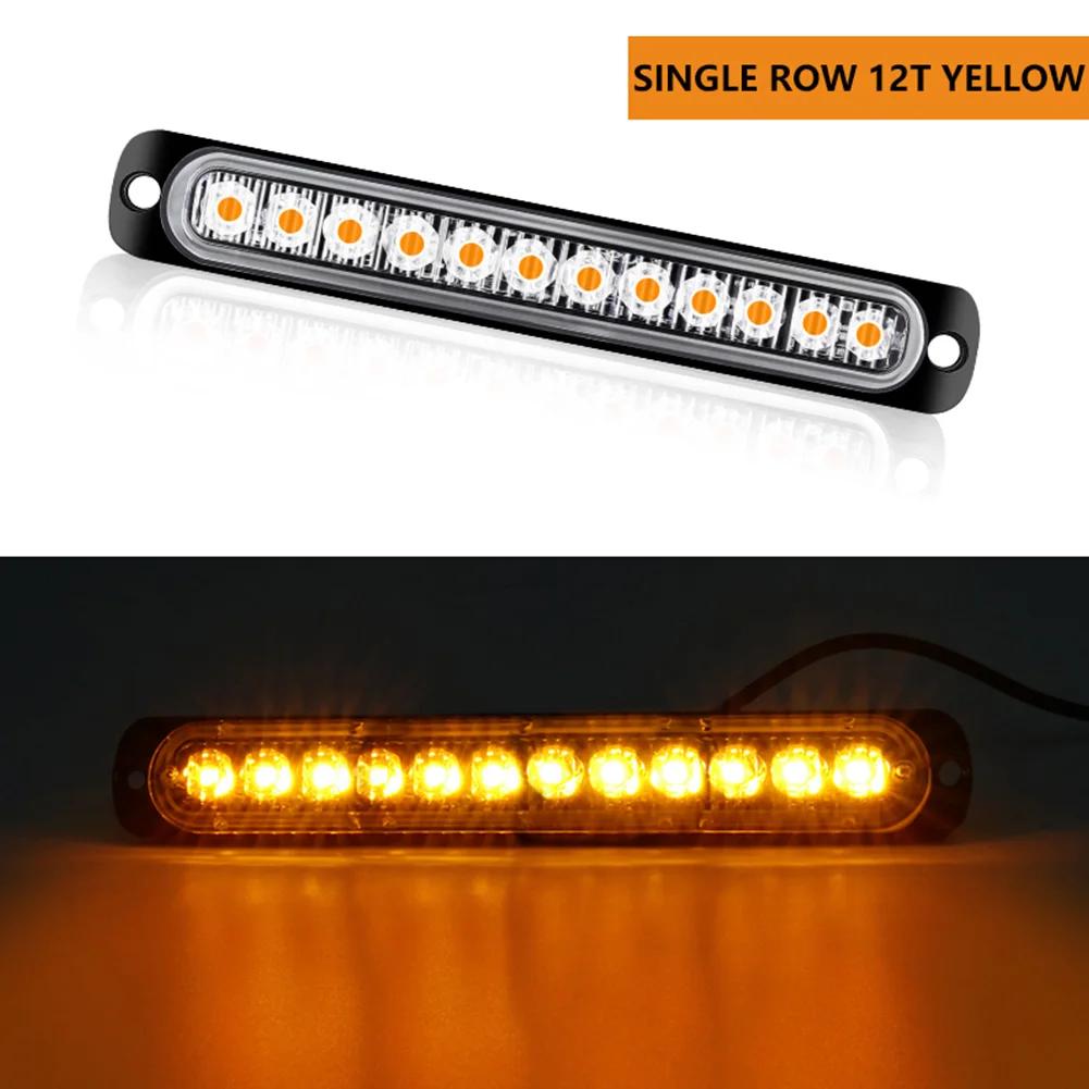 12 Led Strobe Warning Light Cheap Strobe Grille Flashing Lightbar Truck Car Beacon Lamp Amber Traffic Light 12V 24V Car Light