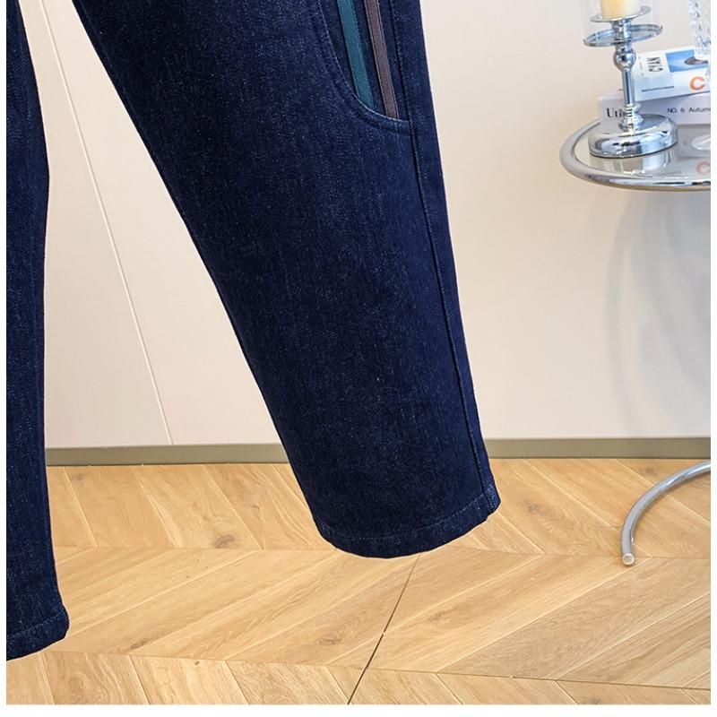 DIMANAF 2025 Autumn Winter Plus Size Jeans New Women Blue Vintage Cotton Denim Long Pants Thicken Flocking