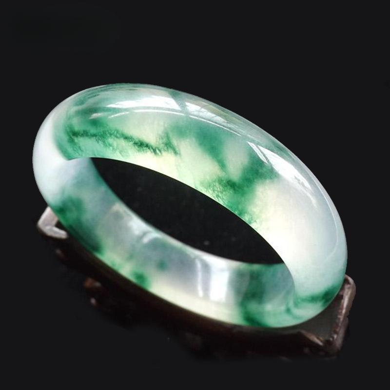 Natural Quartz Jade Green Floating Flower Jade Bracelet Fashionable Charm Emerald Bangle Jade Bracelet Women's Gift
