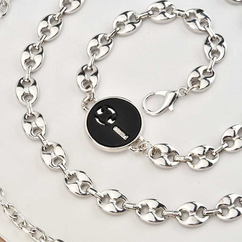 New Fashion Women's Metal Waist Chain Digital Buckle Decorative Dress European and American Style Women's Body Chain