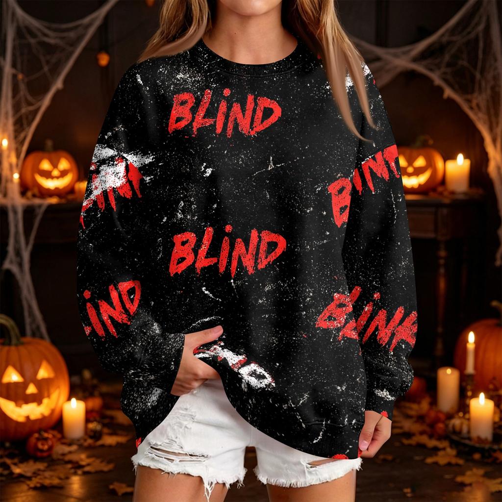 Women's Fashion Casual Halloween Print Round Neck Sweatshirt