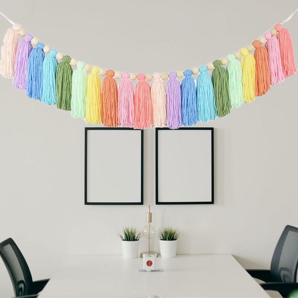 Cotton Tassel Garland Pastel Banner Addition To Nursery Room Girls Bedroom Accessories Easy Hanging