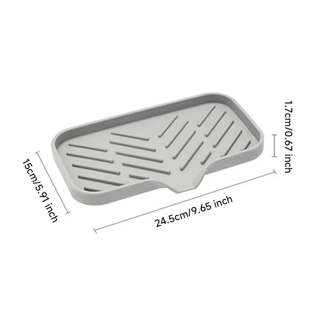 45° Silicone Faucet Mat Kitchen Sink Tray Soap Dispenser Sponge Drain Pad Sink SplashDrying Mat Countertop Storage Tray SoapTray