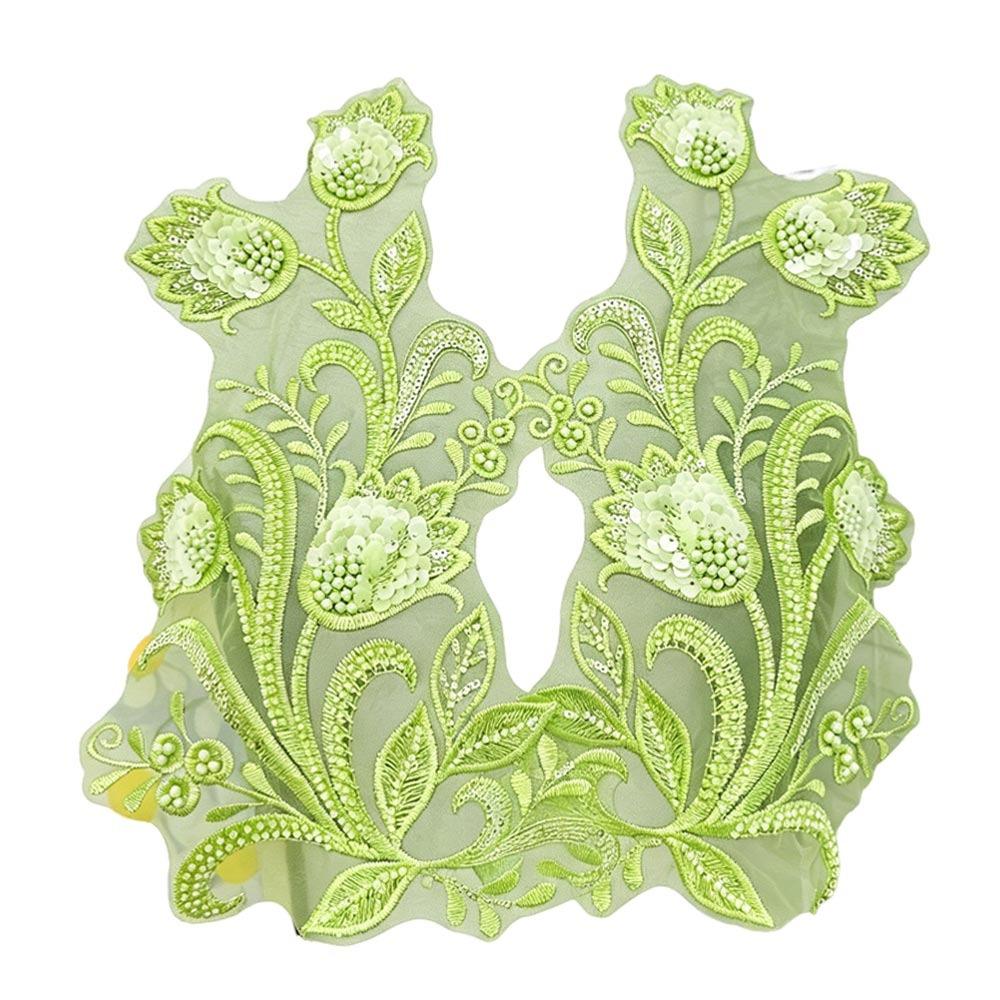 

Nail Bead Bead Lace Multi Colored Handmade Lace Performance Costume Accessories Wedding Dress Green-B