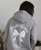 [Fleece Lined Selection] Back Ribbon Graphic Back Print Oversized Hoodie Gray