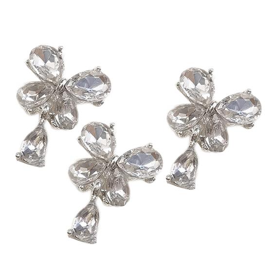 3Pcs Nail Charms Sparkling Stunning Visual Effect Ultra-Light Creative Shape Wide Application DIY Alloy Shiny Bow-knot Rhinestone Nail Art Decorations