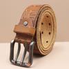 Men's Belt Genuine Leather Belt Double-pin Buckle Layer Cowhide Retro Youth Belt