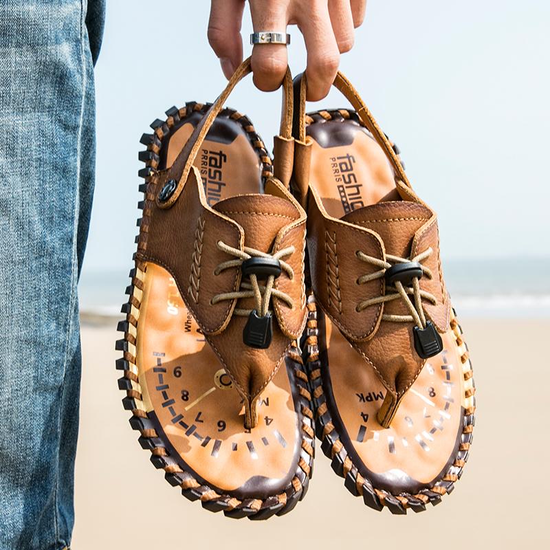 2025 Summer Comfort Men Sandals Cow Suede Leather Men Casual Shoes Outdoor Men Leather Sandals for Men Beach Shoes Roman Shoes