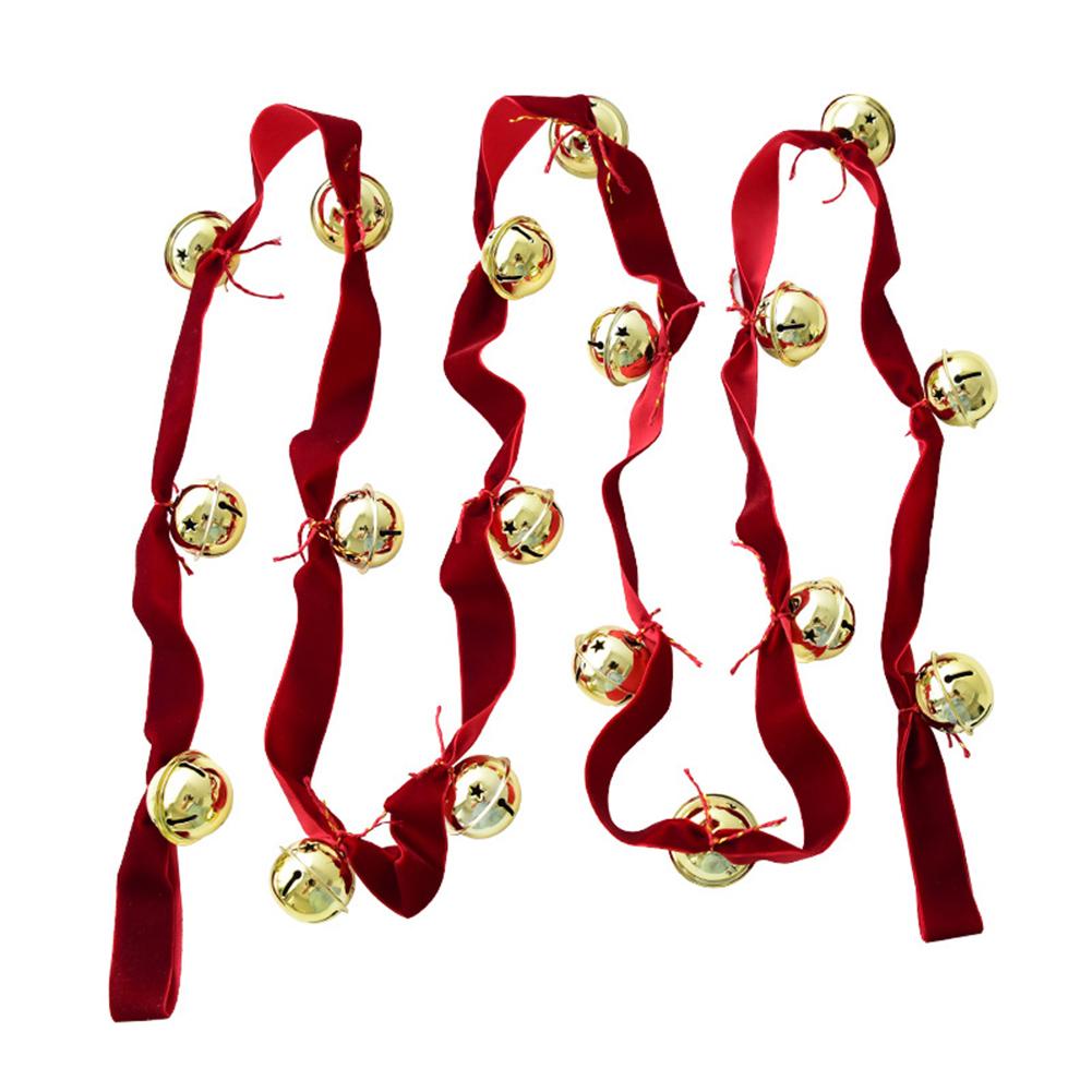 Red Velvet Ribbon Bell String for Festive Decorations on Christmas Trees Doors and Packaging 27 M Cloth Material