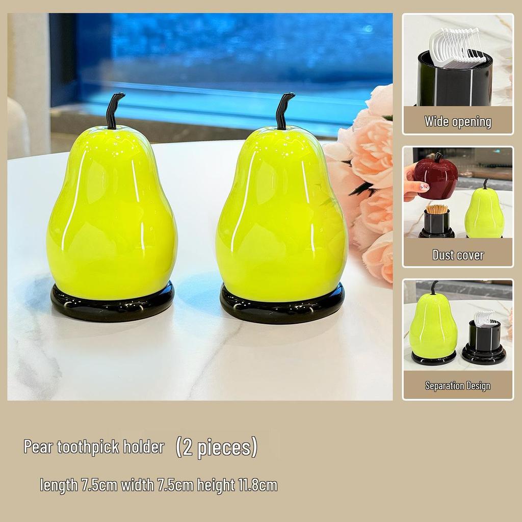 High-End Cute Apple Pear Toothpick & Cotton Swab Holder