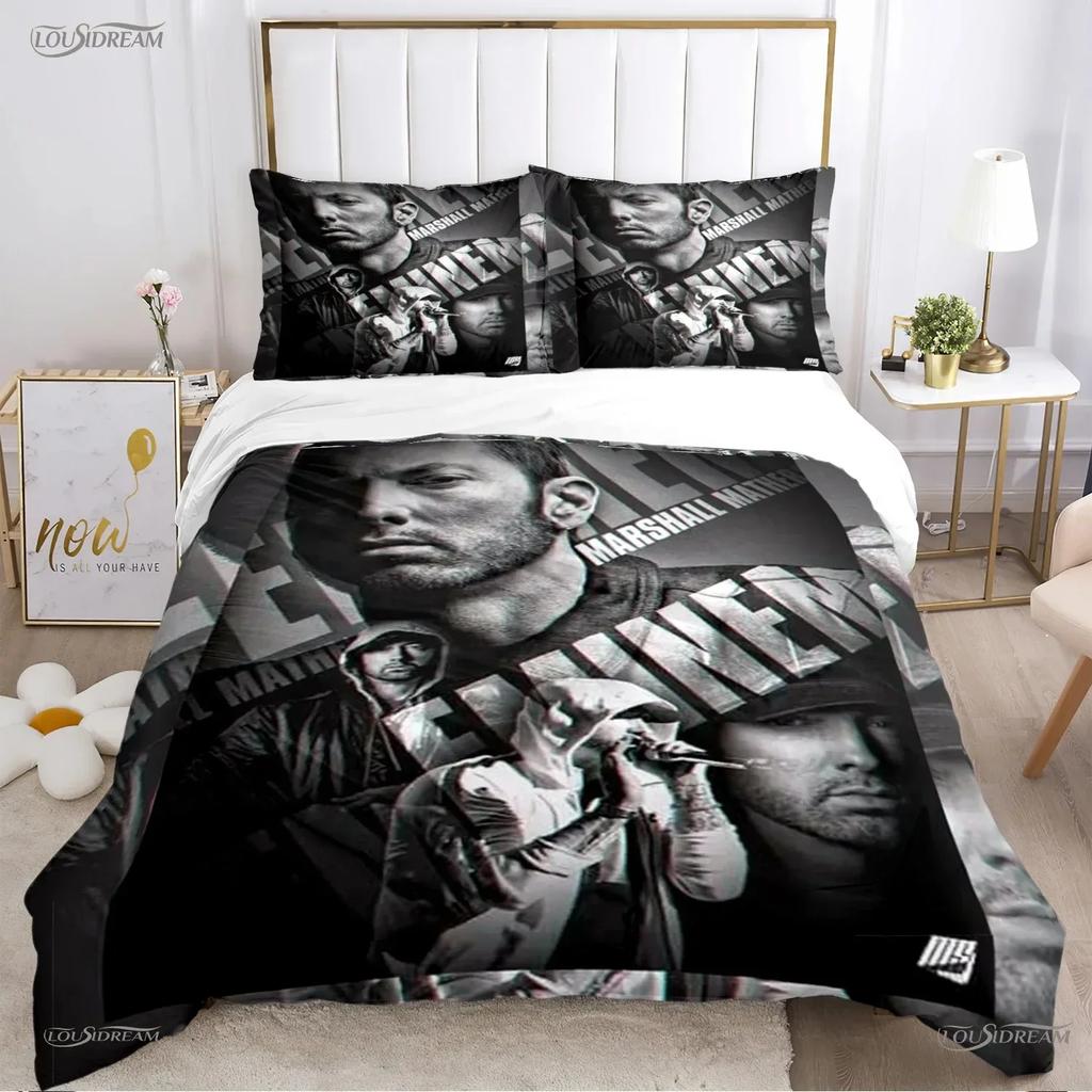 Eminem Hip-hop Singer Bedding Set Single Twin Full Queen King Size Polyester Bedroom Duvet Cover Aldult Kids Quilt Cover Set