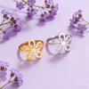 Stainless steel flower ring for women and girls golden and beautiful bohemian romantic ring engagement jewelry and gift