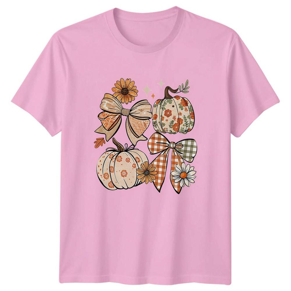 Fall Pumpkins Bows Autumn Seasonal Unisexs TShirt Unisexs Tee Graphic Unisex Top