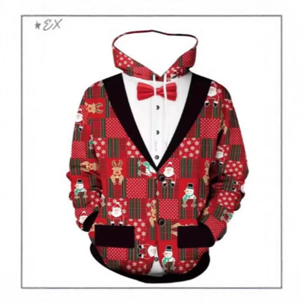Men's hooded sweatshirt 3D printing fashion spring autumn Christmas new fitness abs men cross-border Europe and the United States