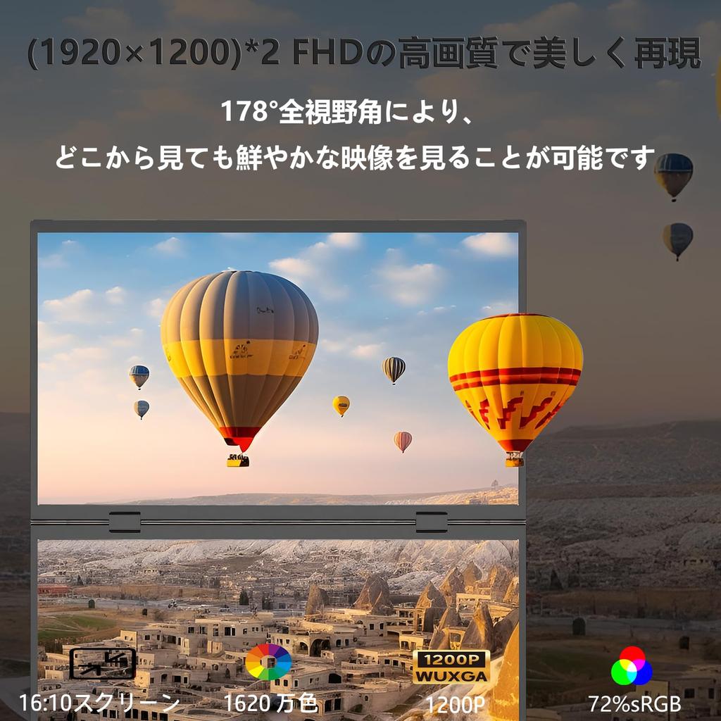 MyDual Dual Mobile Top and Bottom Expandable Portable Monitor with Foldable vesa Matte IPS LCD USB Mini Compatible with and Ideal for Working from