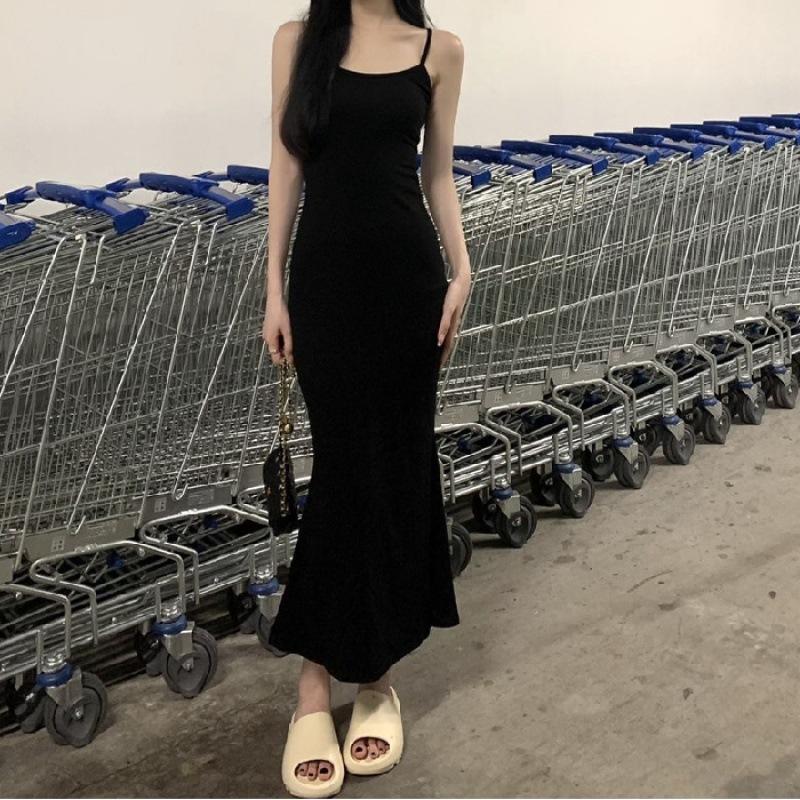Pure desire sleeveless suspender dress women s summer new slim and thin fishtail skirt long temperament hip skirt S