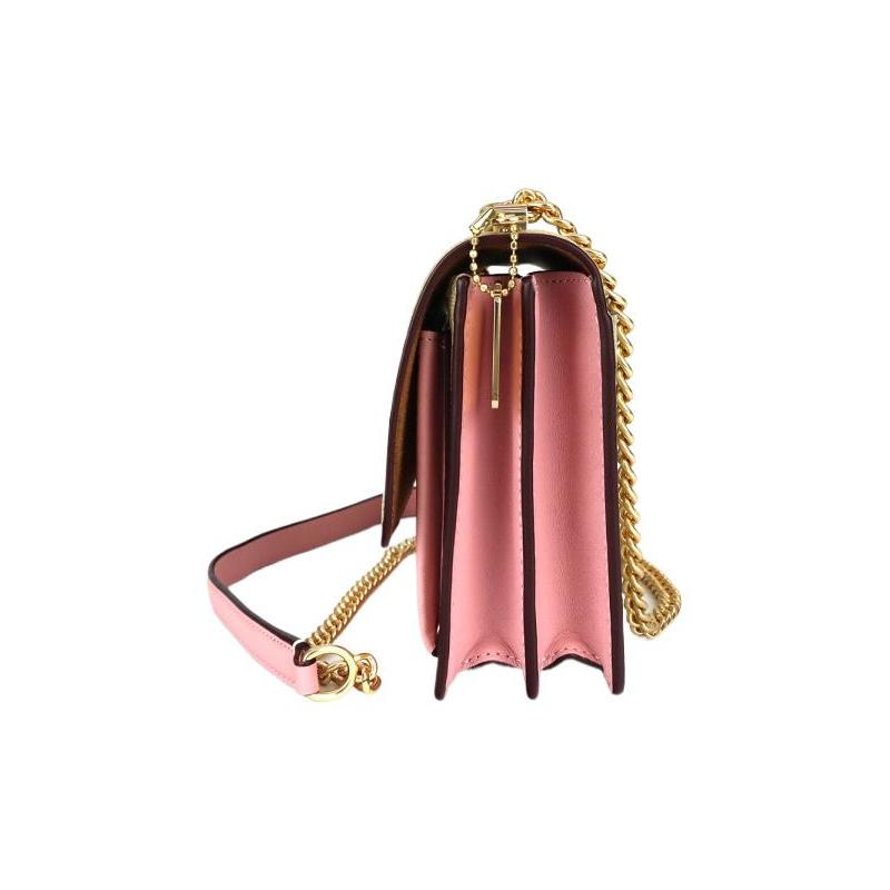 COACH Klare 18 Classic Presbyopia Buckle Closure Coated Canvas and Leather Shoulder Crossbody Bag Small Women's Khaki and Pink