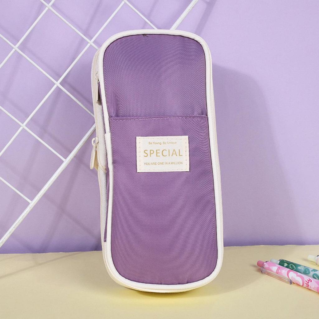 Double-layer Retractable Pencil Case, Large-capacity, Korean and Japanese Style, Macaron Color Block Design, Upgraded Pencil Box.