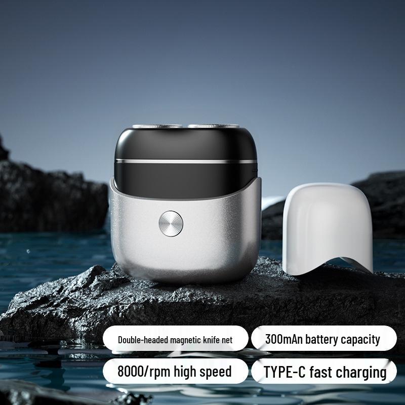 Compact Magnetic Dual-Head Electric Travel Shaver for Men English Version