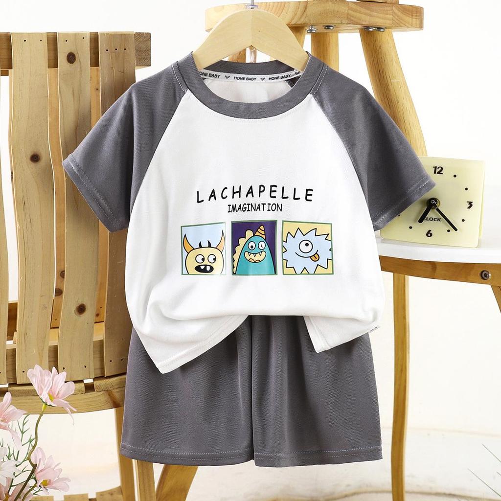 Children's Summer Casual Set: Short Sleeve Loose Outfit for Boys