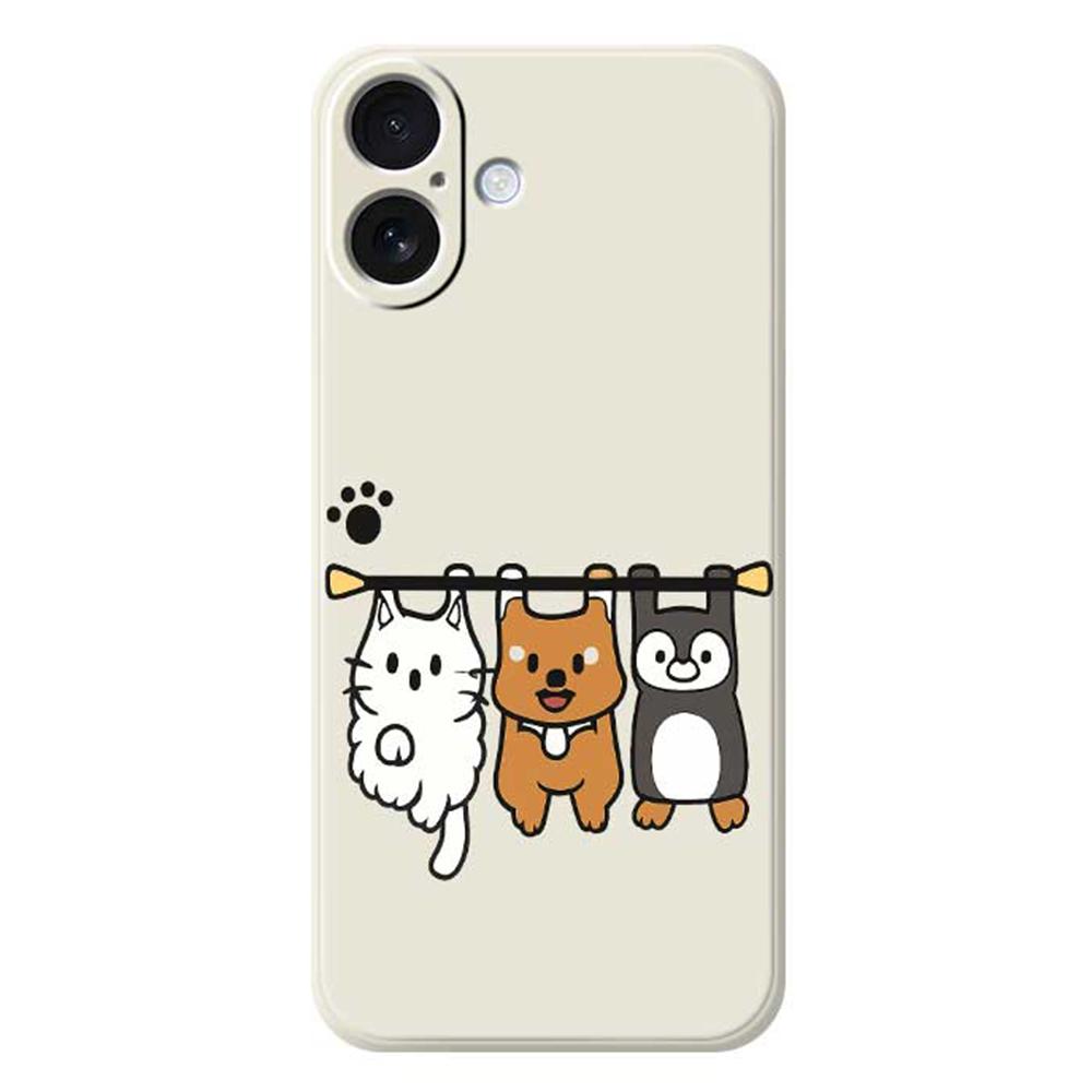 For iPhone 17 Case Three Animal Dolls Pattern Printing Straight Edge TPU Phone Back Cover
