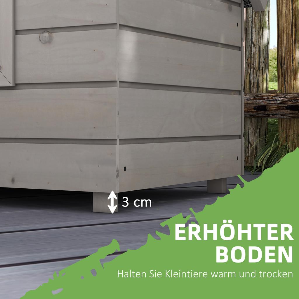 Wooden Outdoor Cat House, Elevated Cat Shelter Kennel, Pet Play House with Openable Top, Asphalt Roof, Window, Grey