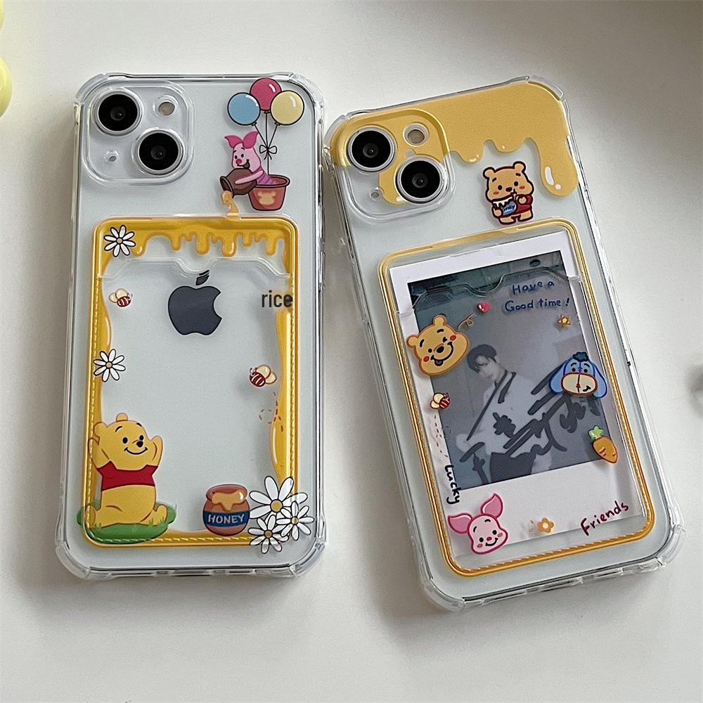 Honeypot Orange Bear Insertable Mobile Phone Case for iPhone 11/13/14/12 Pro/16 Pro Max - Transparent
