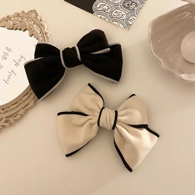 Fashion Summer Solid Color Elegant Bowknot Hair Clip Imitation Cashmere Hairpin Top Hairpin Ponytail Barrettes Hair Accessoires