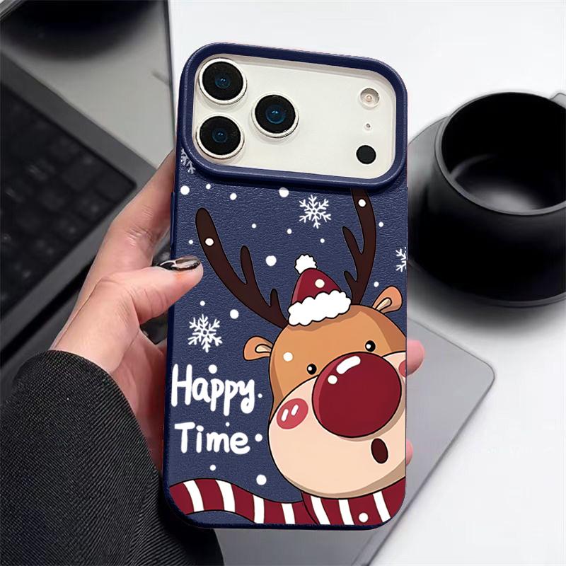Husă Laser Drăguță cu Imprimeu Elan de Crăciun Pentru iPhone Air 17 16 15 14 13 12 Pro Max 16 15 Plus 13 17 Pro 11 Husă Hard Rezistentă la Șocuri