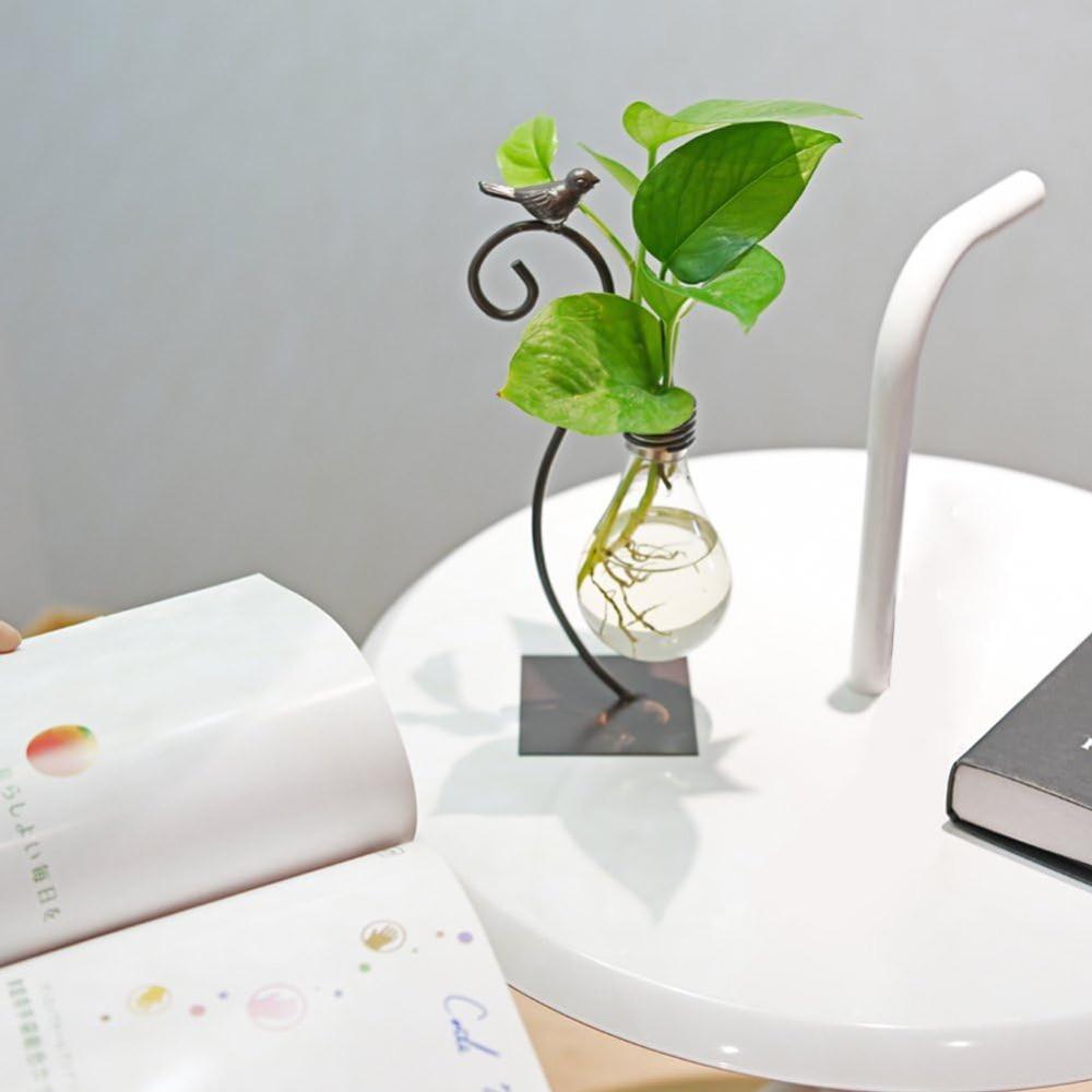 1pc Desktop Glass Planter Hydroponics Vase Planter Bulb Vase with Holder for Home Decoration Modern Creative Bird Plant Terrarium Stand