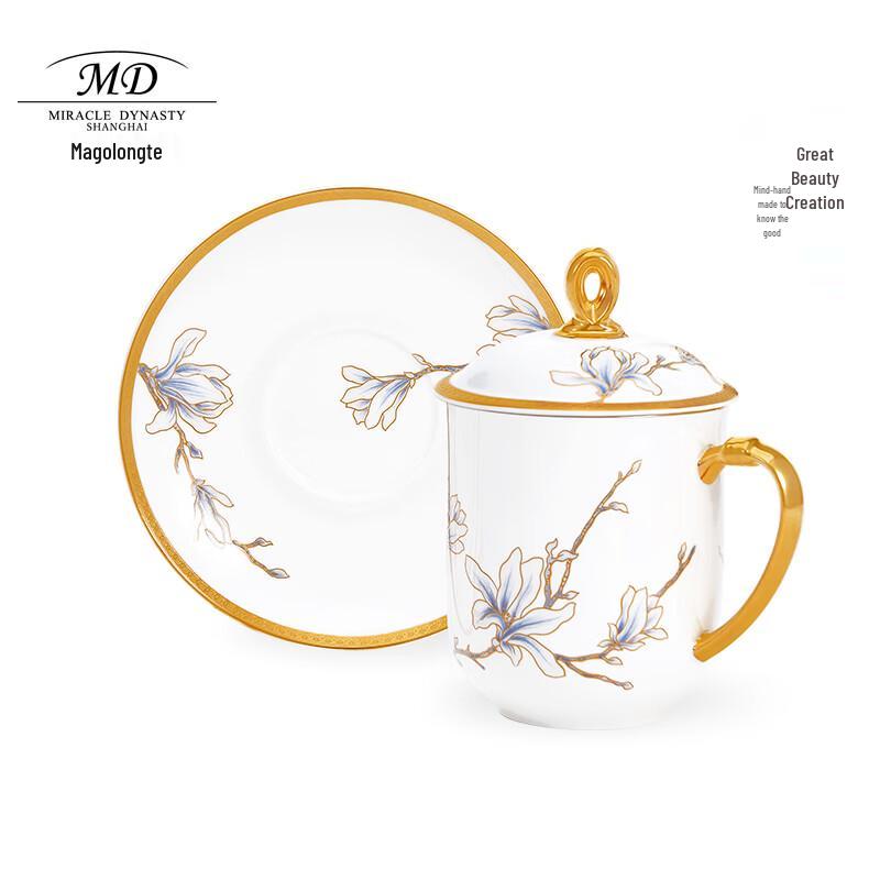 Керамическая чашка Margaux Jade Magnolia с золотой эмалью