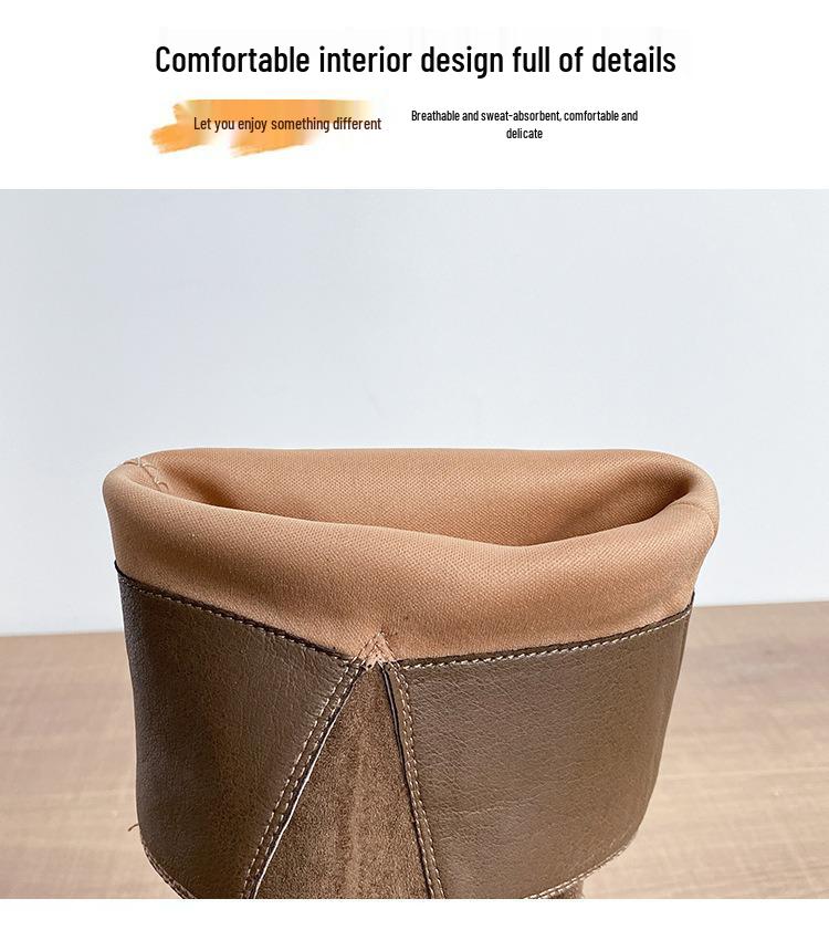 2025 Vintage Western Slouchy Suede Boots: Women's Round Toe Hidden Heel Riding & Cowboy Style for Autumn/Winter