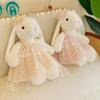 Floral Girls Dress Rabbit Plush Toy Cute Lop Ear Bunny Doll Kids Gift Home Decor
