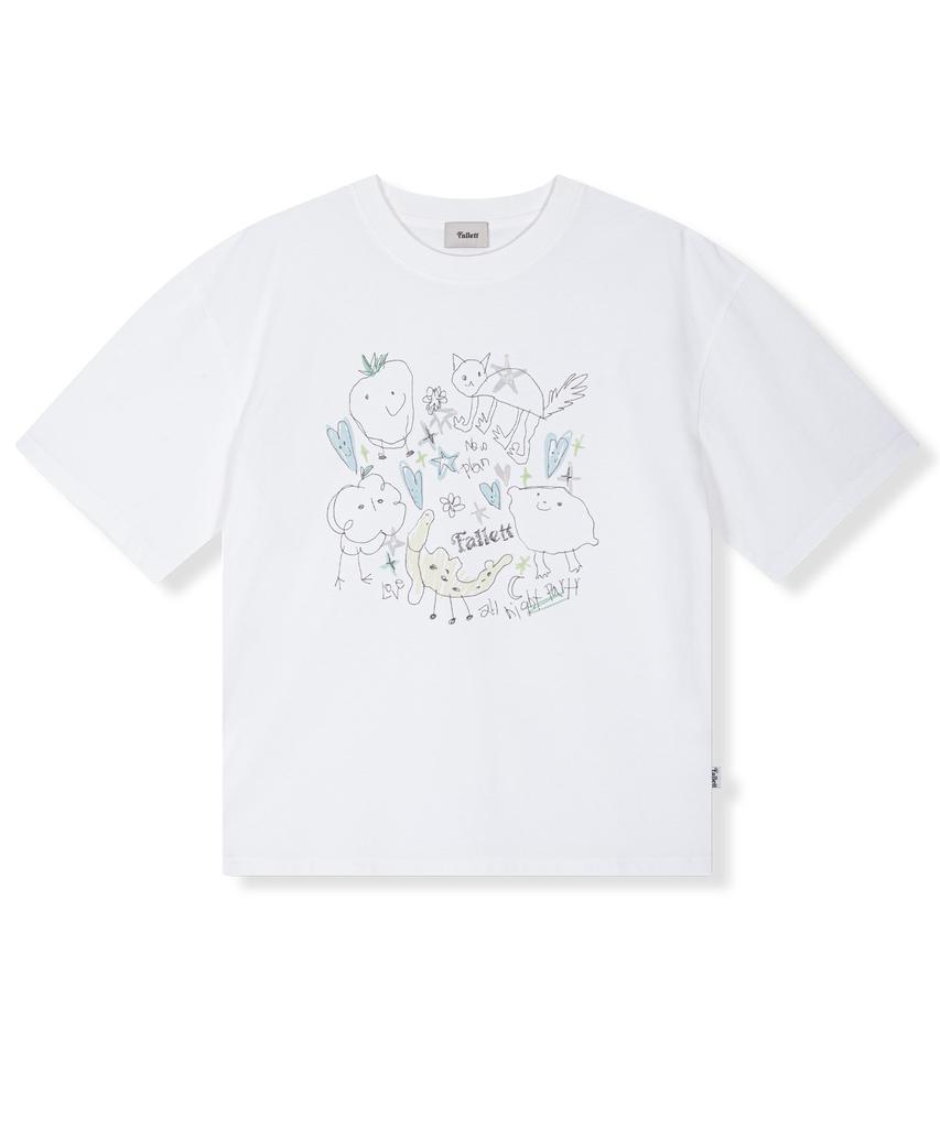 FALLETT Drawing Fruit Short Sleeve T-Shirt White