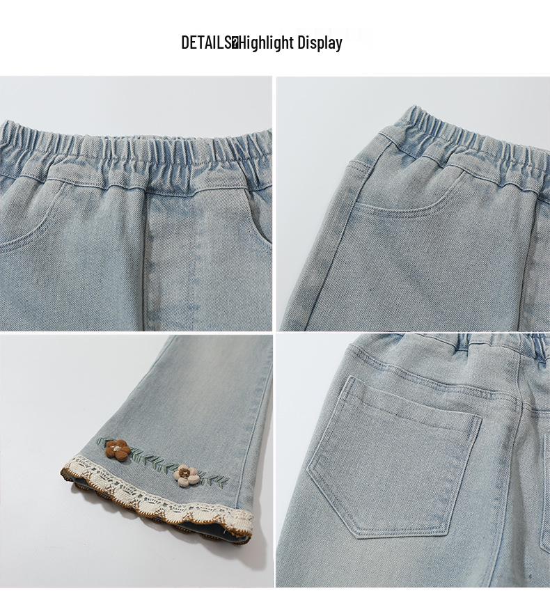 Girls' Spring & Autumn 2025 Flared Jeans: New Casual Trousers for Baby Girls