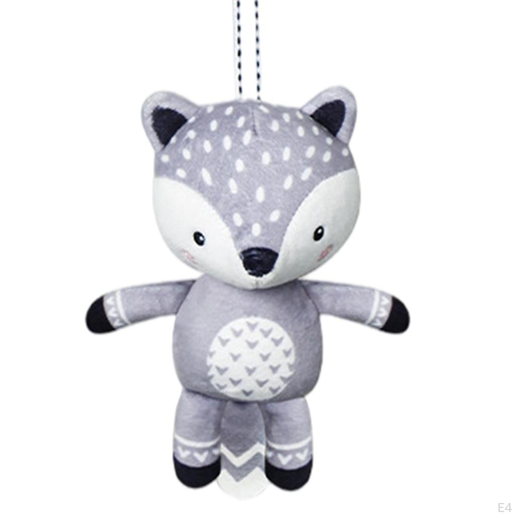 Crib Animal Stuffed Hanging Rattle Toys with Wind Chimes Soft Plush Stroller Toy