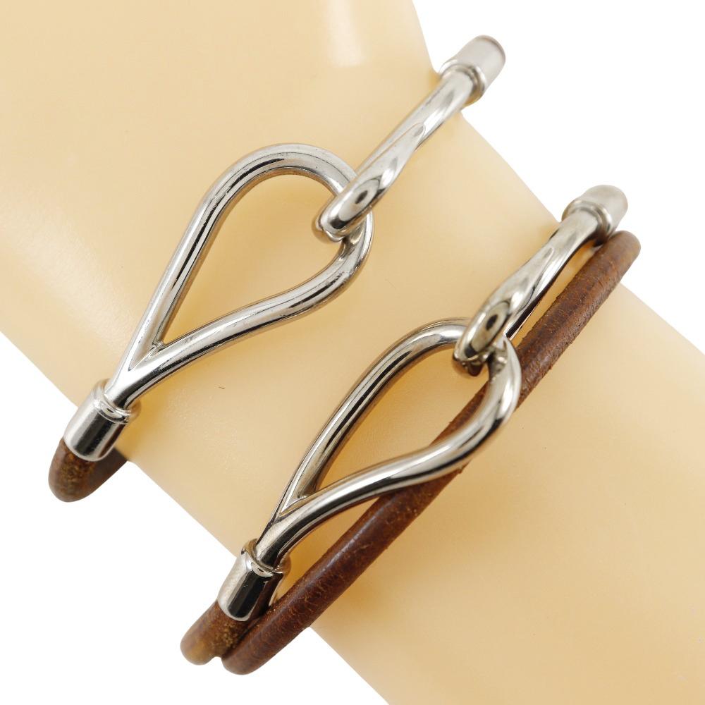 

HERMES jumbo Bracelet choker set Brown leather 9.9g Women Used