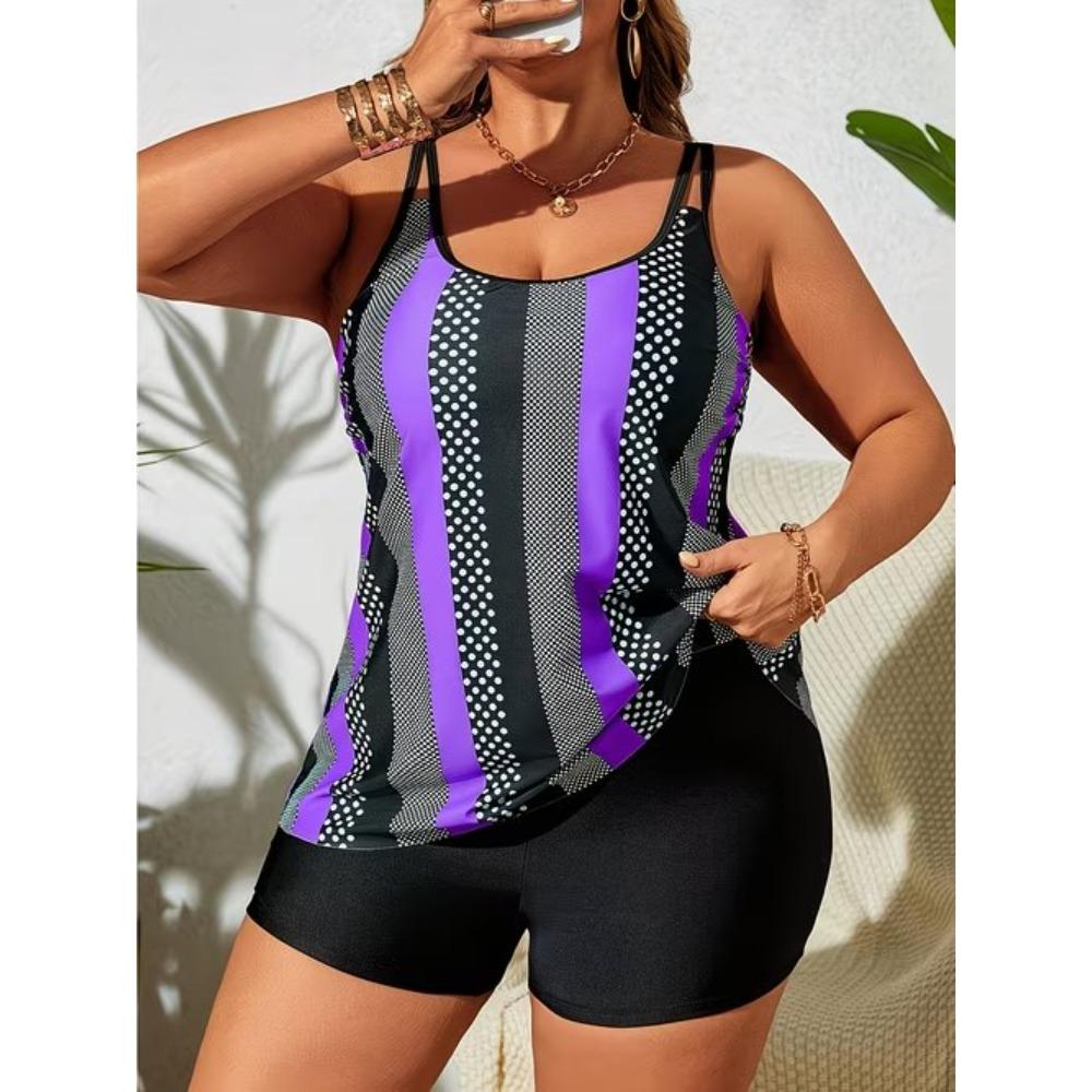 Women's Swimwear Tankini 2 Piece Swimsuit  Abstract Pattern Print Vacation Bathing Suits