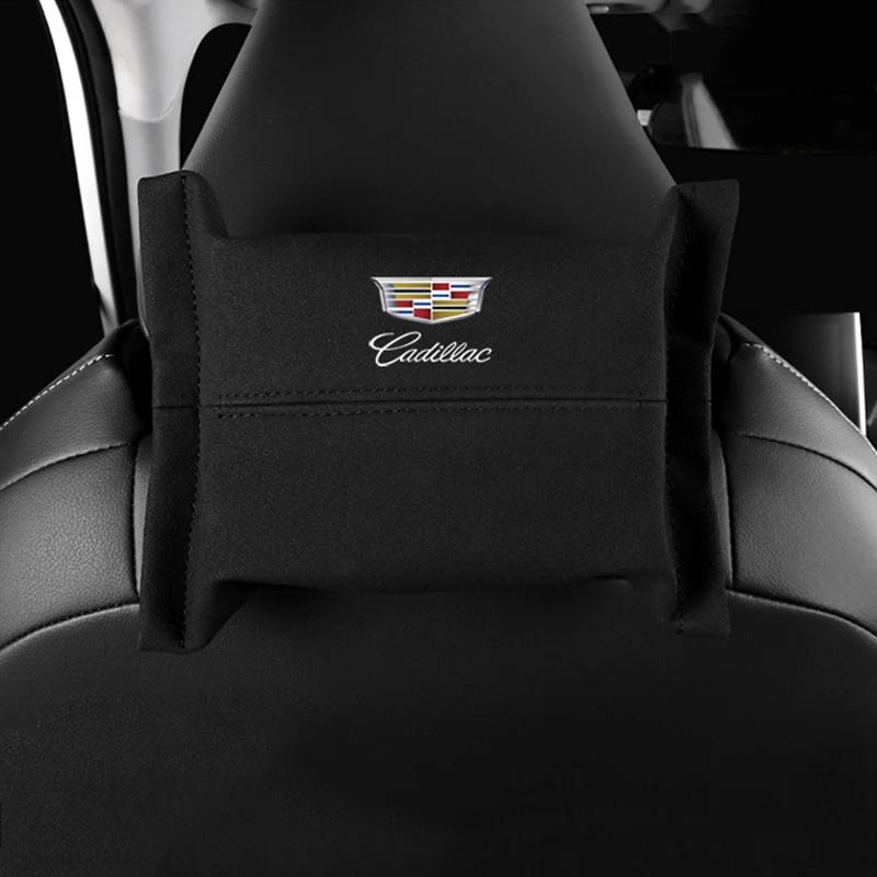 Suede Car Seat Back Tissue Bag Auto Interior Paper Storage Box for Cadillac ATS BLS CT4 CTS SLR STS XT4 XTS Escalade Deville DTS