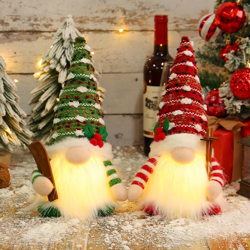 Rudolph Christmas Light Up Sled Plush Toy With Long Beard For Holiday Decor