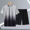 Summer Sports Tie-Dye Gradient T-Shirt Set for Men and Women: Casual Round Neck, Short Sleeve.