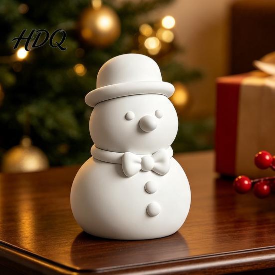 3D Geprinte Sneeuwman Knutselbeeldje Klein Tafelbladbeeldje met Kerstboom Decoraties voor Huis Sjaal/Stropdas Decoratief Feestelijk Ornament