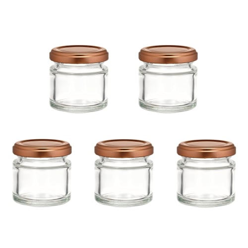 BottleFactory SS-80ST 80ml 53RTS-D Bronze Cap Jam Jars, Glass Storage Jars, Set of 5, Made in Japan
