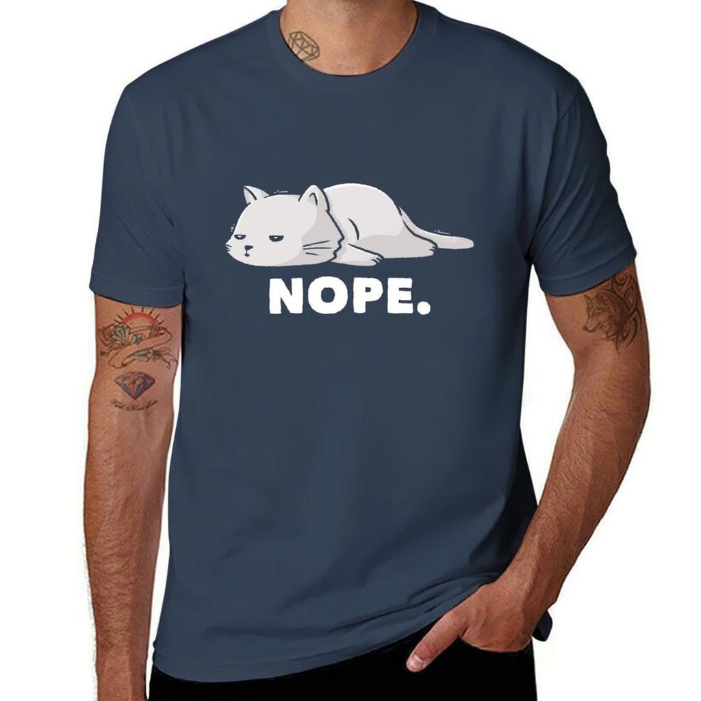 Nope Funny Cute Lazy Cat Gift Tshirt Urban Style Print Tshirt